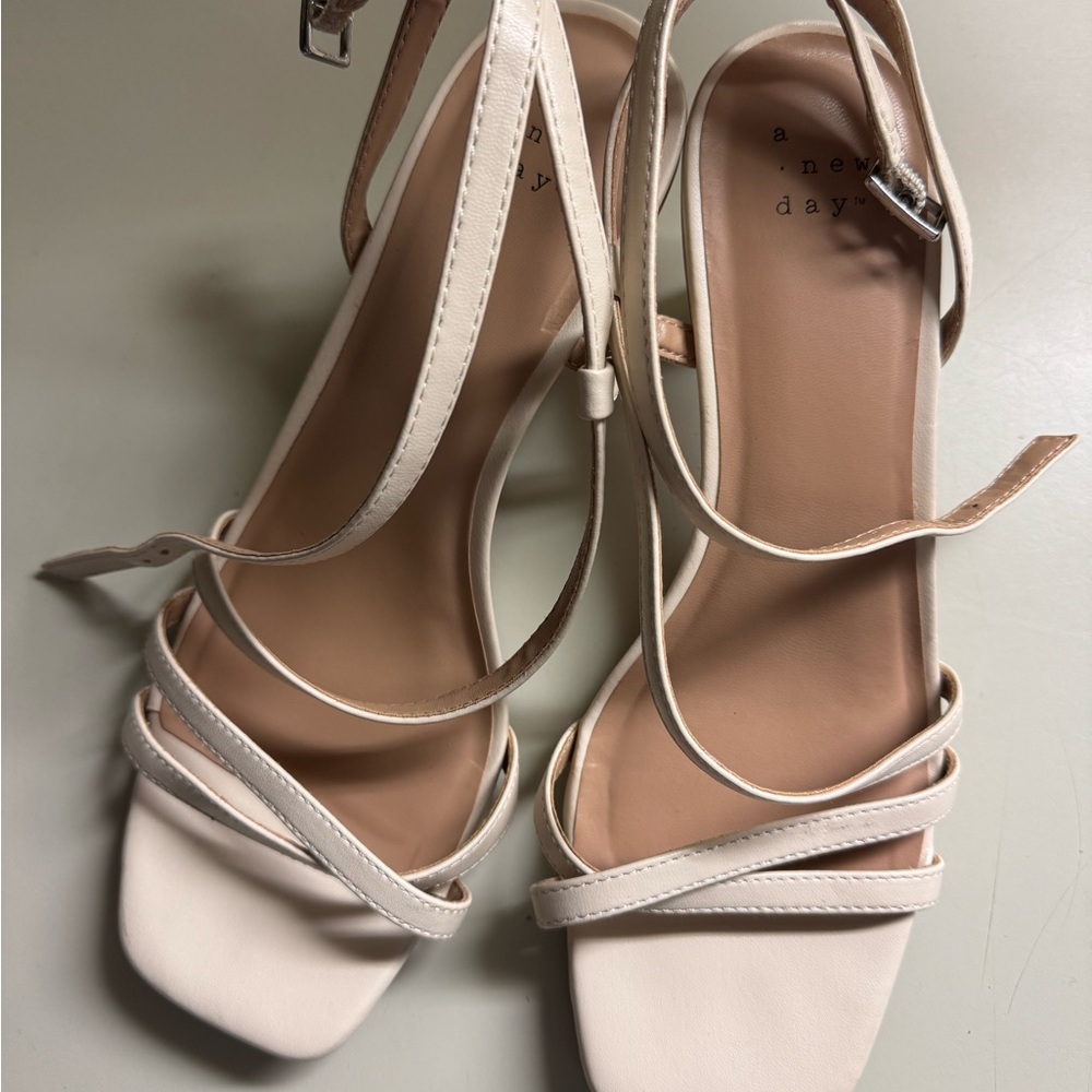 A New Day Women's Beige Strappy Heels